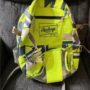 Rawlings neon green, blue and Gray Backpack